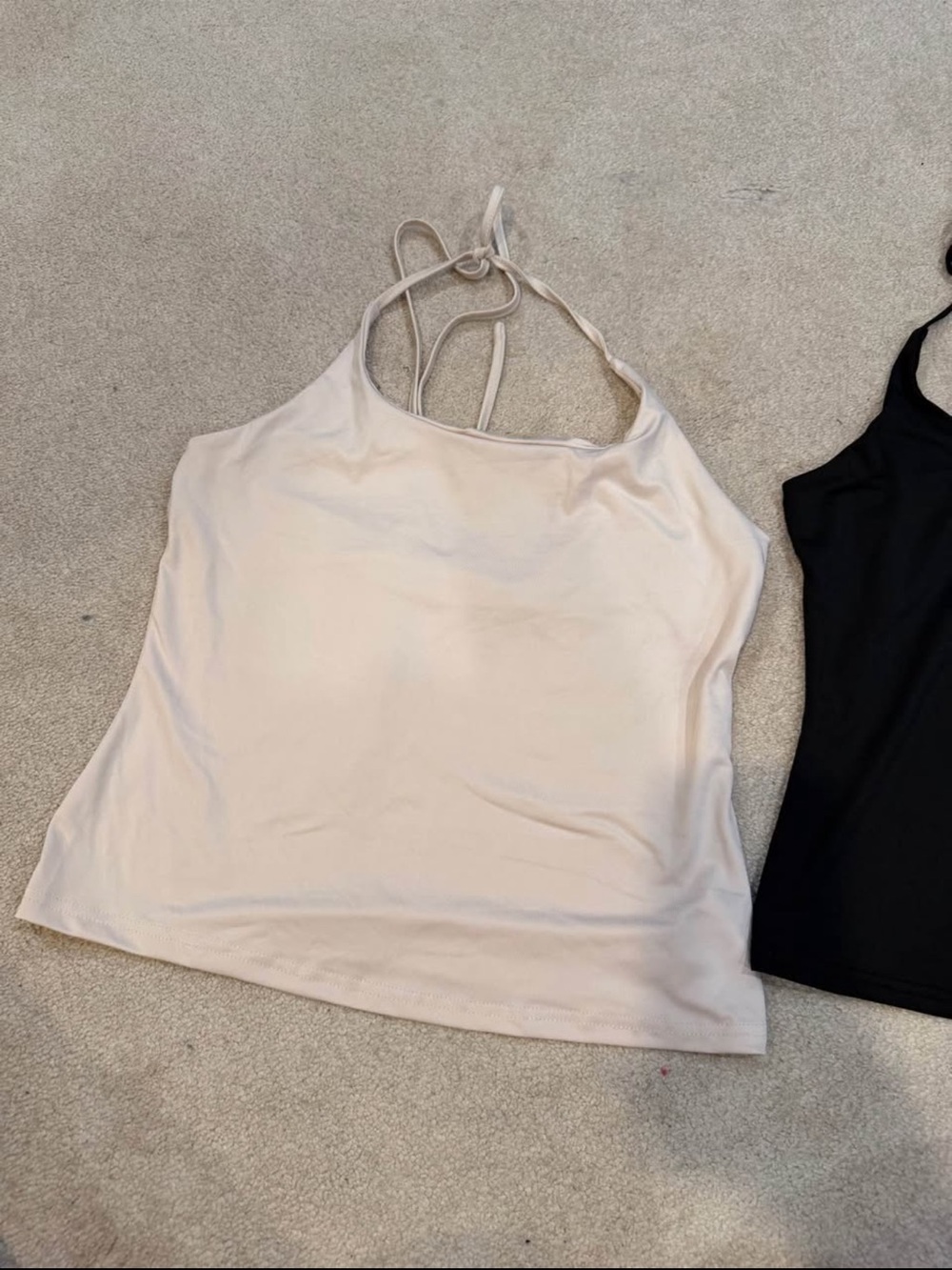 Women's Strappy Halter Top - Black and Cream - Picture 2 of 3